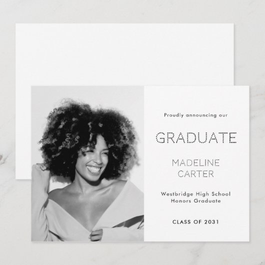 Modern Minimal Photo Graduation 案内状 (正面/裏面)