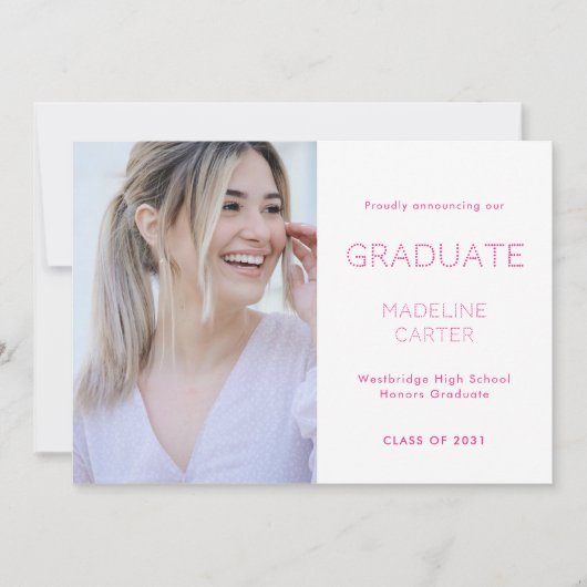Modern Minimal Photo Graduation Announcement 案内状 (正面)
