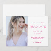 Modern Minimal Photo Graduation Announcement 案内状 (正面/裏面)