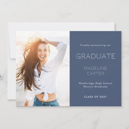 Modern Minimal Photo Graduation Announcement 案内状 (正面)