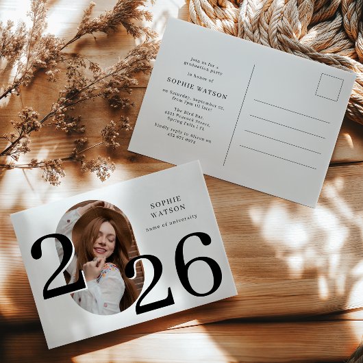 Modern Minimal Photo Graduation Party Invitation インビテーションポストカード