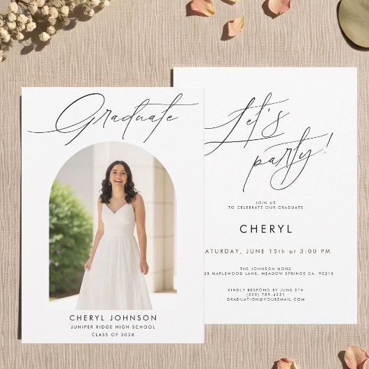 Modern Minimal Photo Graduation Party Invitation 招待状