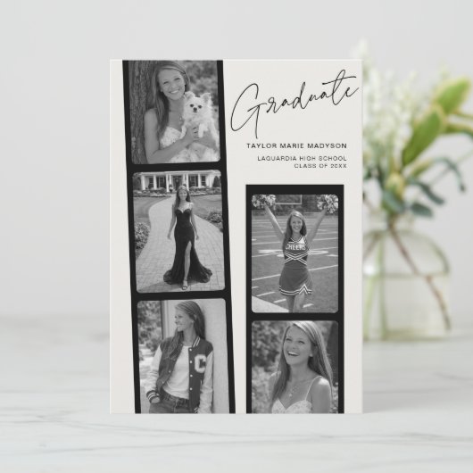 Modern Minimal Photo Strip | Graduation Party 招待状 (スタンド正面)
