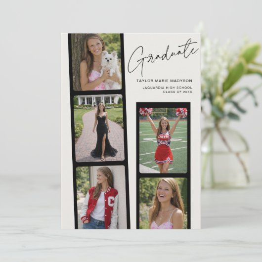 Modern Minimal Photo Strip | Graduation Party 招待状 (スタンド正面)