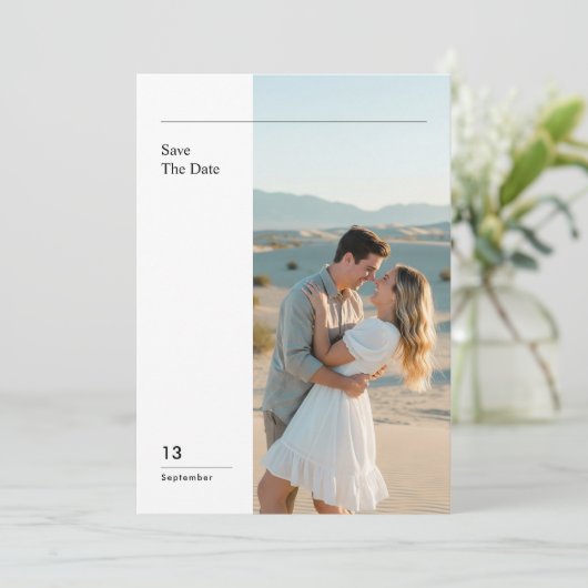 Modern Minimal Photo Wedding Save The Date 招待状 (スタンド正面)
