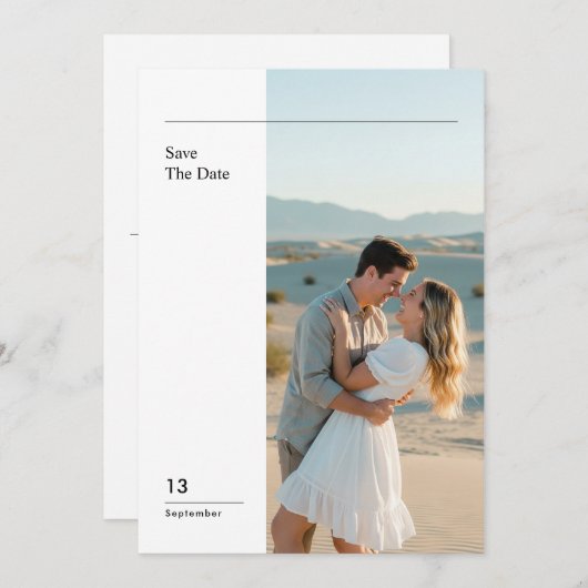 Modern Minimal Photo Wedding Save The Date 招待状 (正面/裏面)