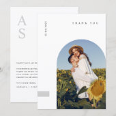 Modern Minimal Photo Wedding Thank You Card W Note サンキューカード (正面/裏面)