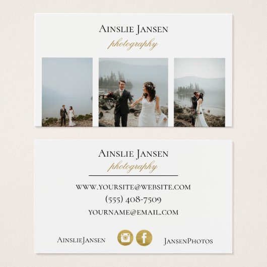 Modern Minimal Photographer Business Cards (正面&裏面)