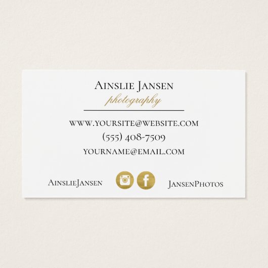 Modern Minimal Photographer Business Cards (裏面)