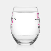 Modern Minimal Pink Fifty Fabulous Script Birthday ステムなしワイングラス (右)