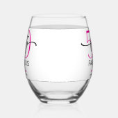 Modern Minimal Pink Fifty Fabulous Script Birthday ステムなしワイングラス (左)