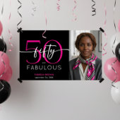 Modern Minimal Pink Fifty Fabulous Script Birthday ポスター