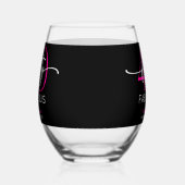 Modern Minimal Pink Forty Fabulous Script Birthday ステムなしワイングラス (左)