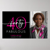 Modern Minimal Pink Forty Fabulous Script Birthday ポスター (正面)