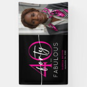 Modern Minimal Pink Forty Fabulous Script Birthday 横断幕 (縦)