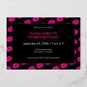 Modern Minimal Pink Lips She's Fifty Birthday 箔招待状 (裏面)