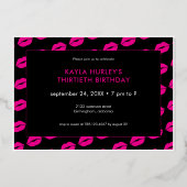 Modern Minimal Pink Lips She's Thirty Birthday 箔招待状 (裏面)