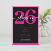 Modern Minimal Pink Script Graduation Announcement 招待状 (スタンド正面)