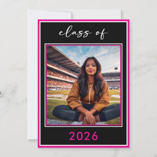 Modern Minimal Pink Script Graduation Announcement 招待状 (裏面)