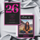 Modern Minimal Pink Script Graduation Announcement 招待状