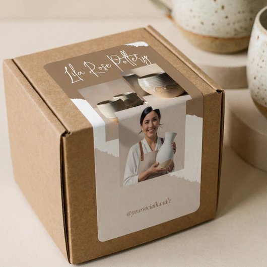 Modern Minimal Pottery Ceramic Business Box Wrap ラベル