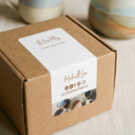 Modern Minimal Pottery Ceramic Business Box Wrap ラベル