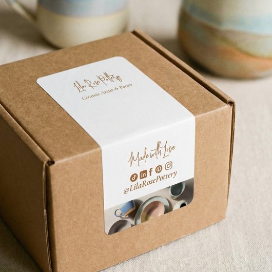 Modern Minimal Pottery Ceramic Business Box Wrap ラベル