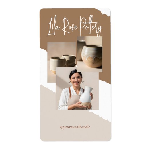 Modern Minimal Pottery Ceramic Business Box Wrap ラベル (正面)