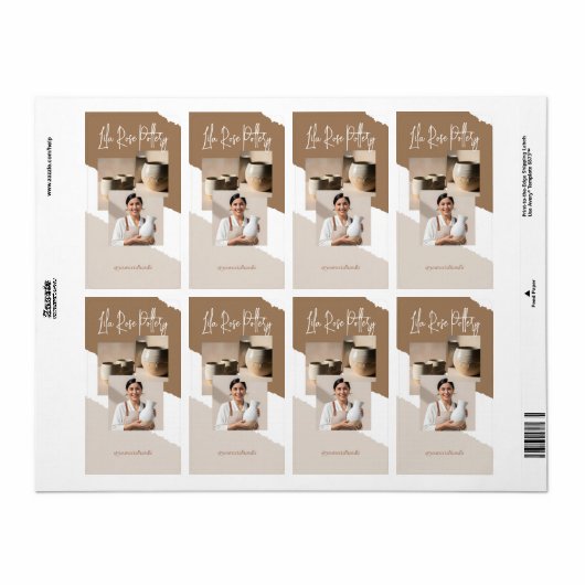 Modern Minimal Pottery Ceramic Business Box Wrap ラベル (フルシート)