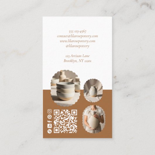 Modern Minimal Pottery Photo Collage Business Card 名刺 (裏面)
