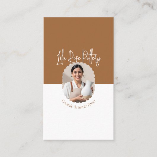 Modern Minimal Pottery Photo Collage Business Card 名刺 (正面)