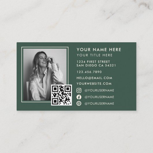 Modern Minimal Professional Business Photo QR Code 名刺 (裏面)