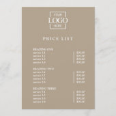 Modern Minimal Professional Logo Menu Price List シーズンカード (正面)