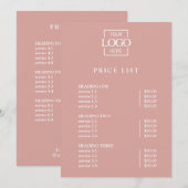 Modern Minimal Professional Logo Menu Price List シーズンカード (正面/裏面)