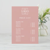 Modern Minimal Professional Logo Menu Price List シーズンカード (スタンド正面)