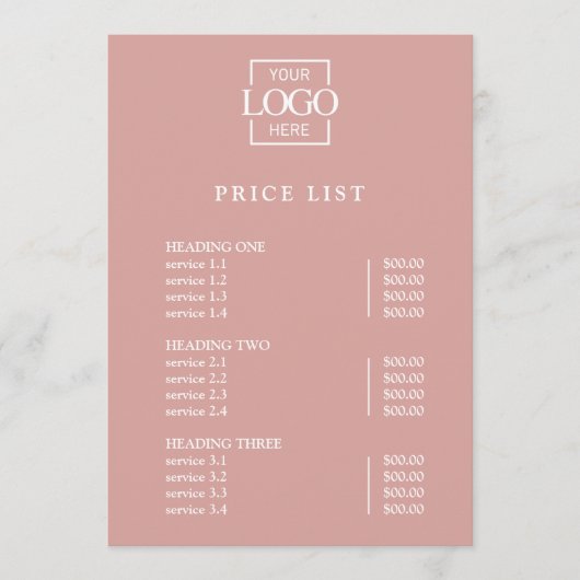 Modern Minimal Professional Logo Menu Price List シーズンカード (正面)
