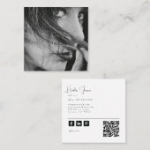 Modern Minimal Professional Photo Social QR Code スクエア名刺 (正面/裏面)