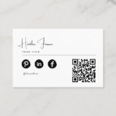 Modern Minimal Professional Photo Social QR Code 名刺 (裏面)