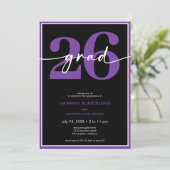 Modern Minimal Purple Script Graduation Party 招待状 (スタンド正面)