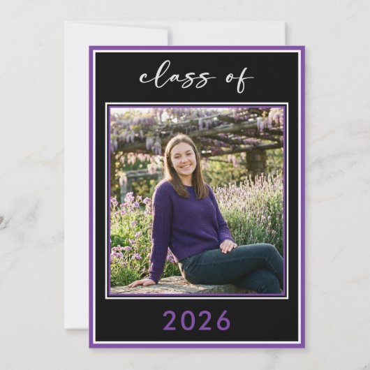 Modern Minimal Purple Script Graduation Party 招待状 (裏面)