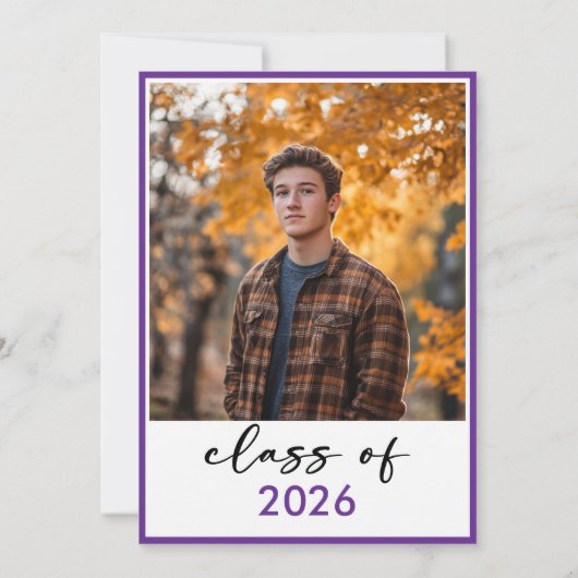 Modern Minimal Purple Typography Graduation Party 招待状 (裏面)