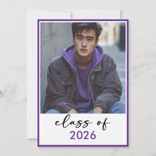 Modern Minimal Purple Typography Graduation Party 招待状 (裏面)