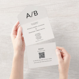 Modern Minimal QR All-in-One Wedding Invitation オールインワン招待状