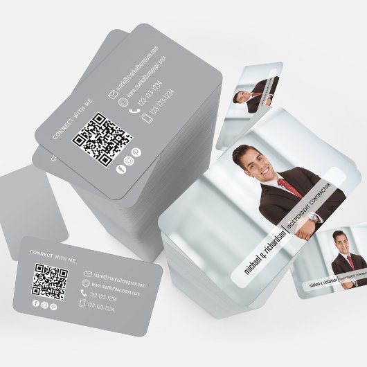 Modern Minimal QR Code Photo Contact Card 名刺