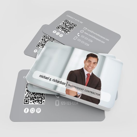 Modern Minimal QR Code Photo Contact Card 名刺