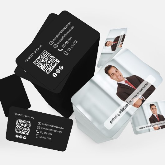 Modern Minimal QR Code Photo Profile Card 名刺
