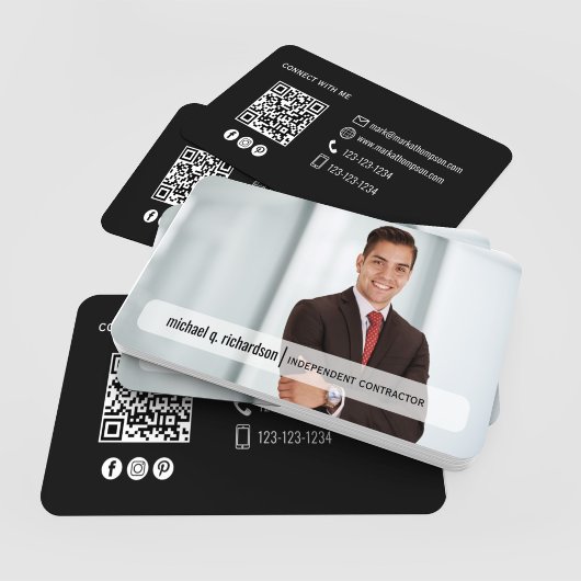 Modern Minimal QR Code Photo Profile Card 名刺