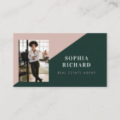 Modern Minimal Real Estate Agent Photo QR Code 名刺 (正面)