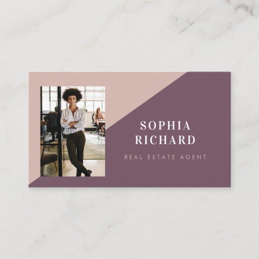 Modern Minimal Real Estate Agent Photo QR Code 名刺 (正面)