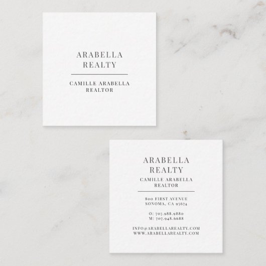 Modern Minimal Real Estate Company スクエア名刺 (正面/裏面)